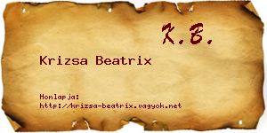 Krizsa Beatrix névjegykártya